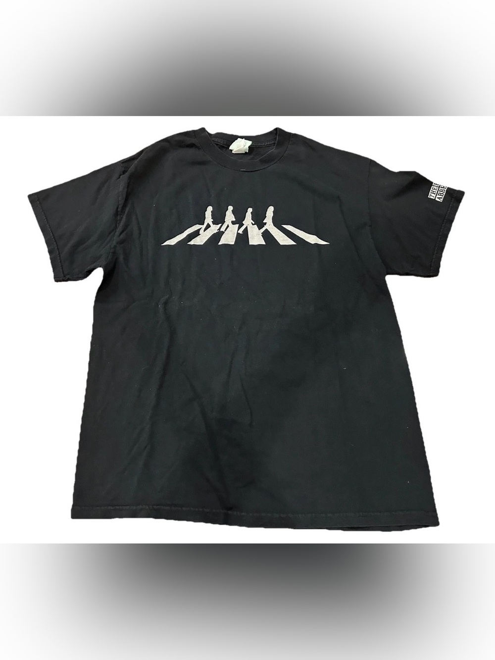 The Beatles Vintage Y2K Abbey Road T Shirt w/ Sleeve Print Black Adult Large